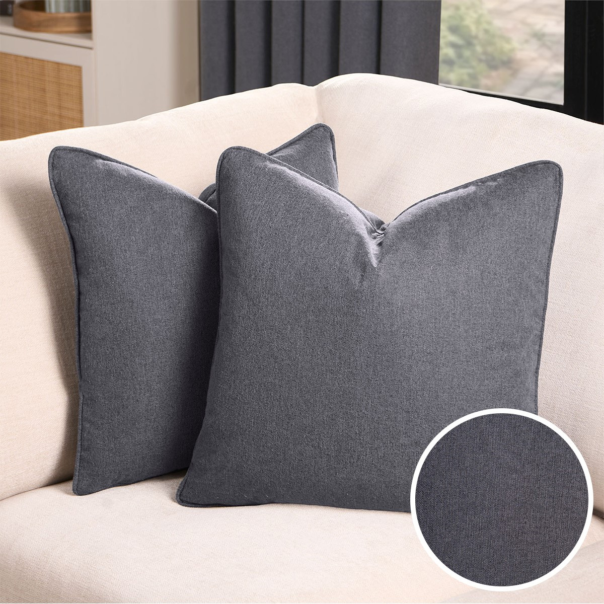 OHS Woven Texture Cushion Covers - Charcoal>