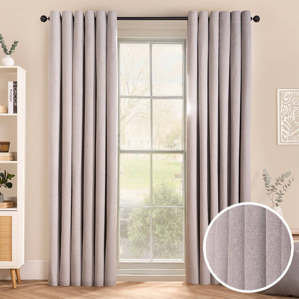 OHS Woven Texture Eyelet Ultra Blackout Curtains, Silver - 66 x 72">