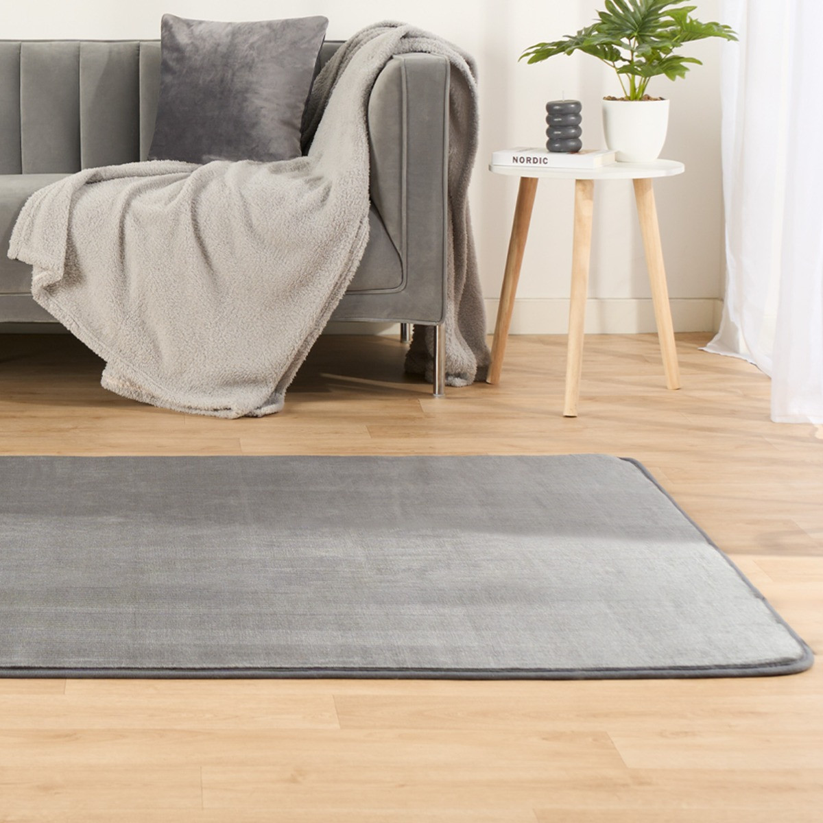 OHS Supersoft Plush Rug - Charcoal>