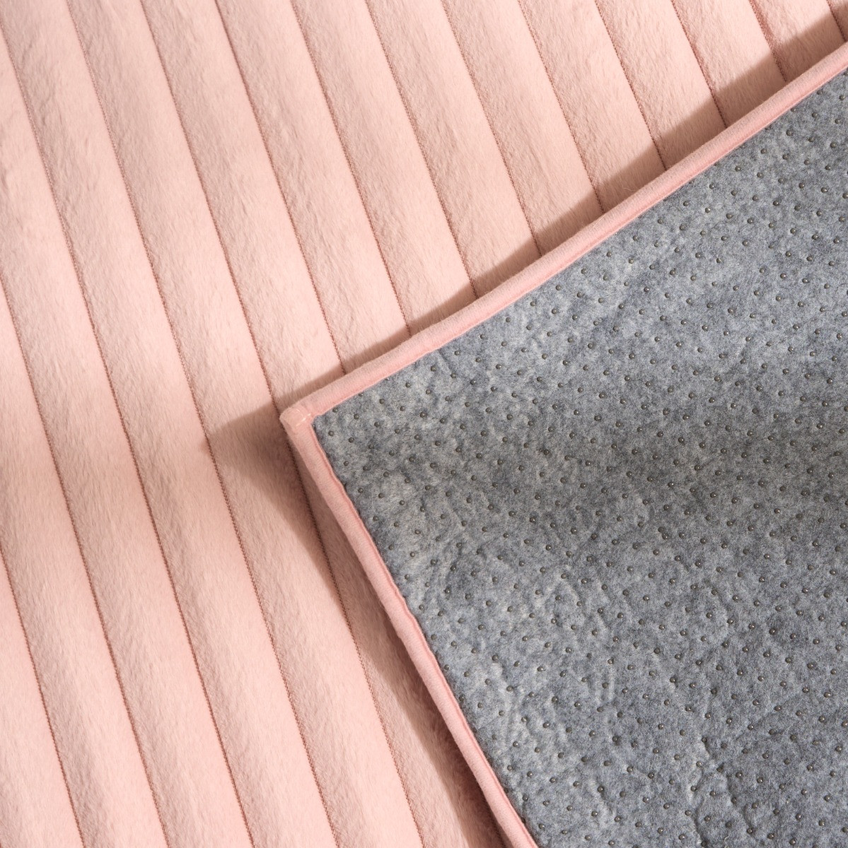 OHS Faux Fur Ribbed Rug, Blush - 120 x 170cm>