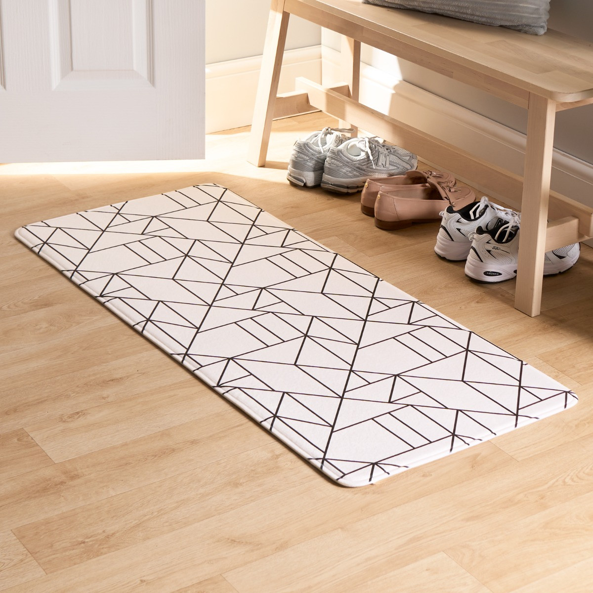 OHS Washable Mason Geo Printed Runner - Cream>