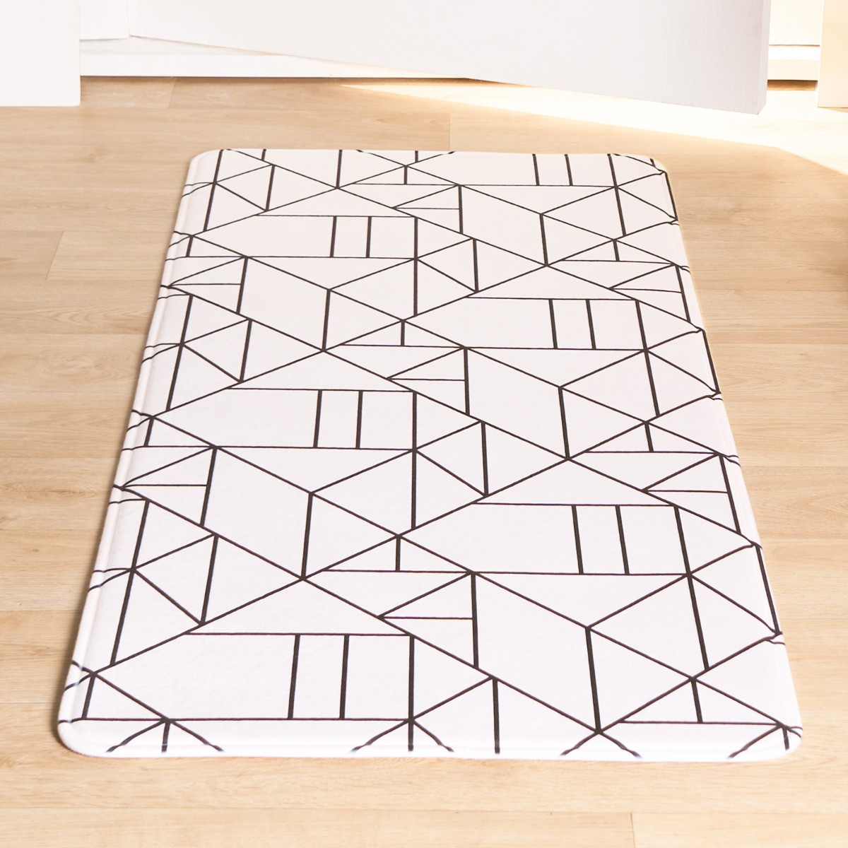 OHS Washable Mason Geo Printed Runner - Cream>