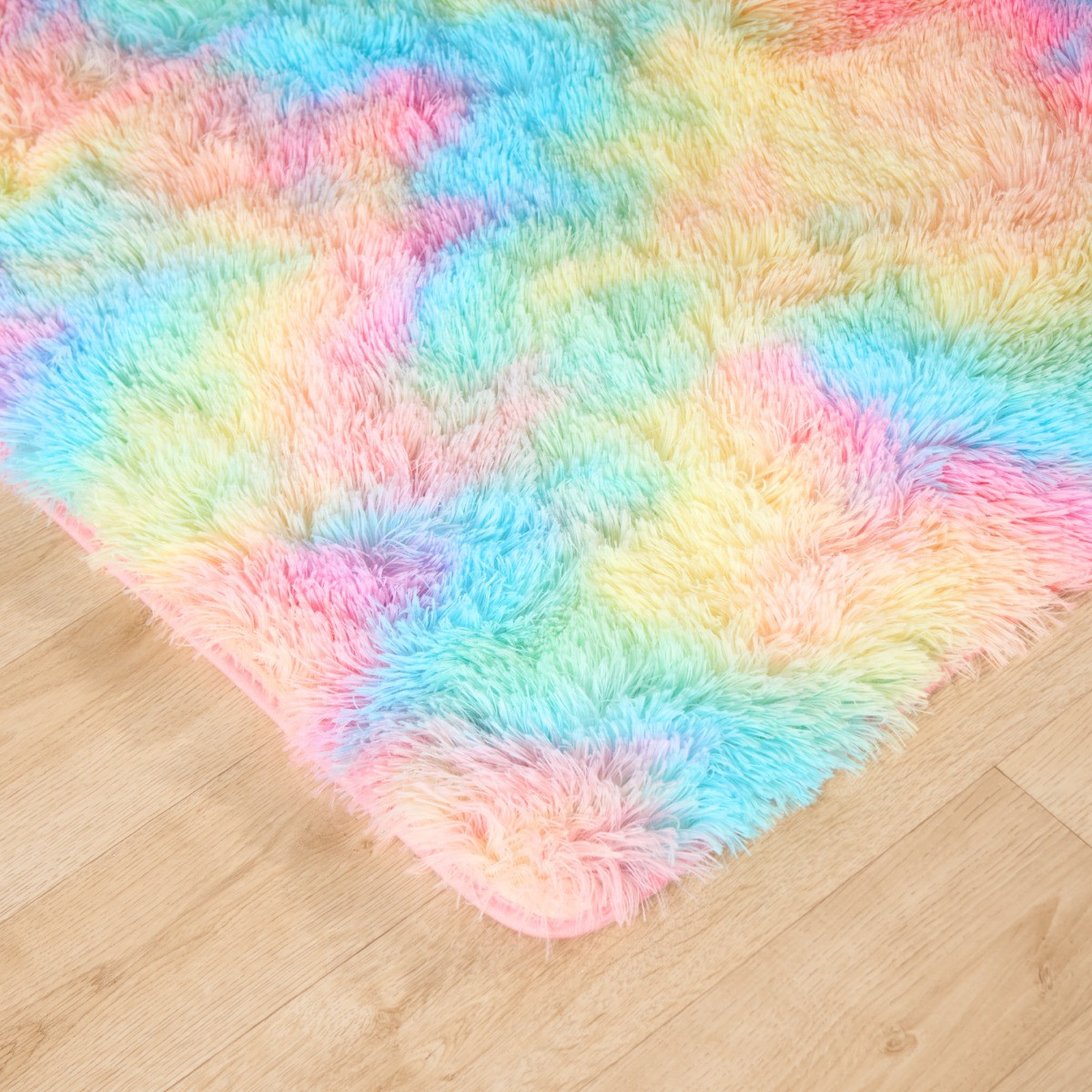 Sienna Fluffy Tie Dye Rug - Multi>