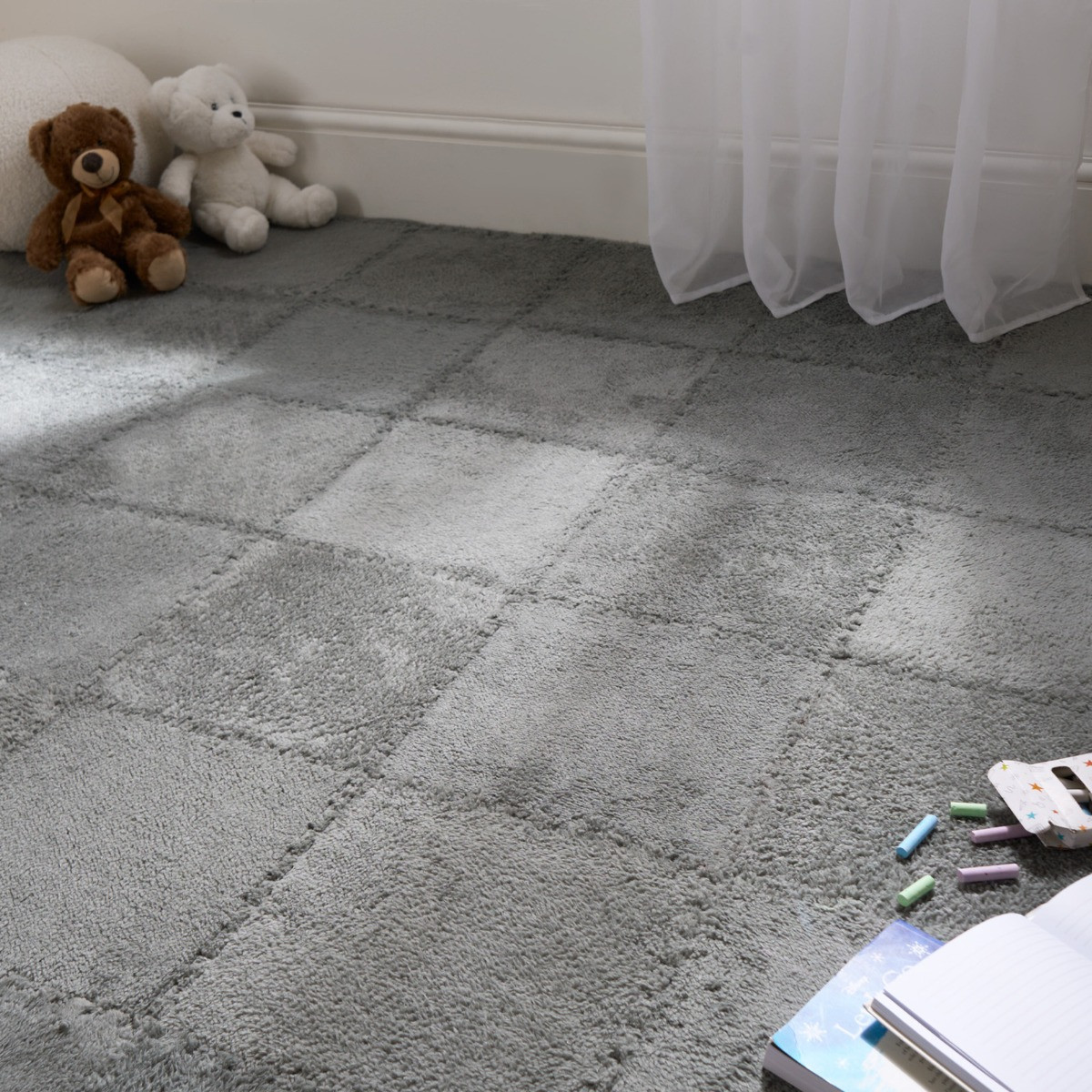 OHS 9 Piece Interlocking Teddy Tiles - Grey>