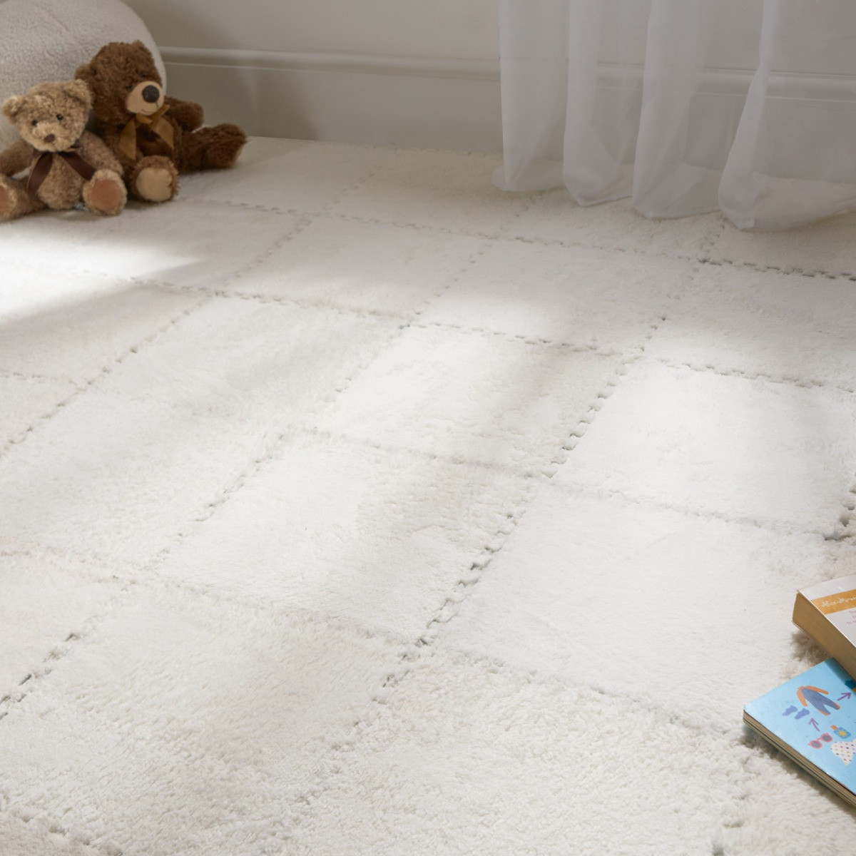 OHS 9 Piece Interlocking Teddy Tiles -  Cream>