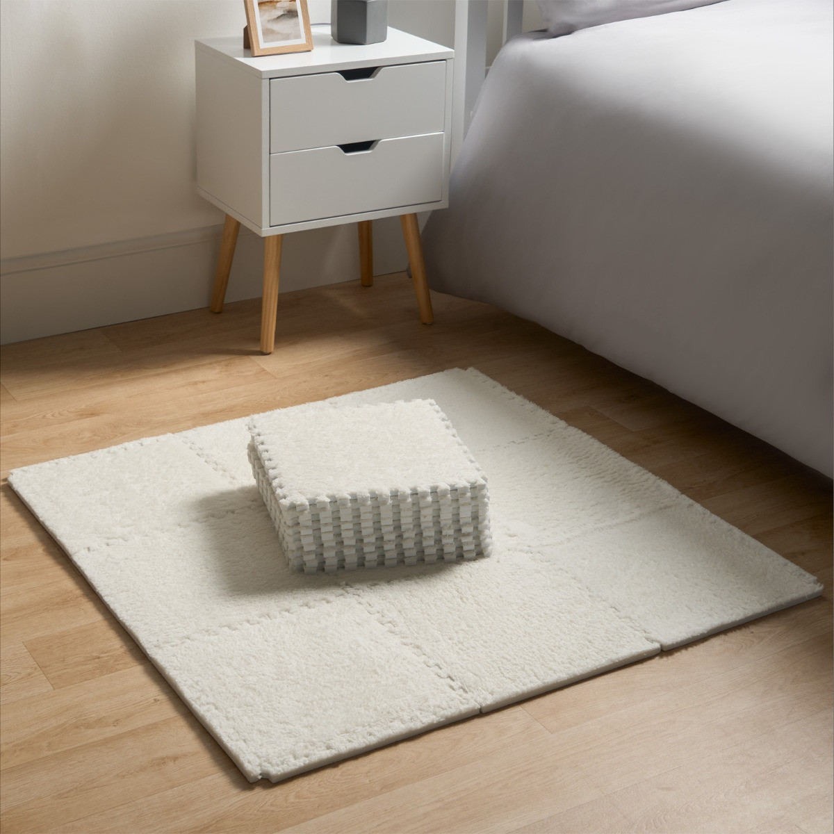 OHS 9 Piece Interlocking Teddy Tiles -  Cream>