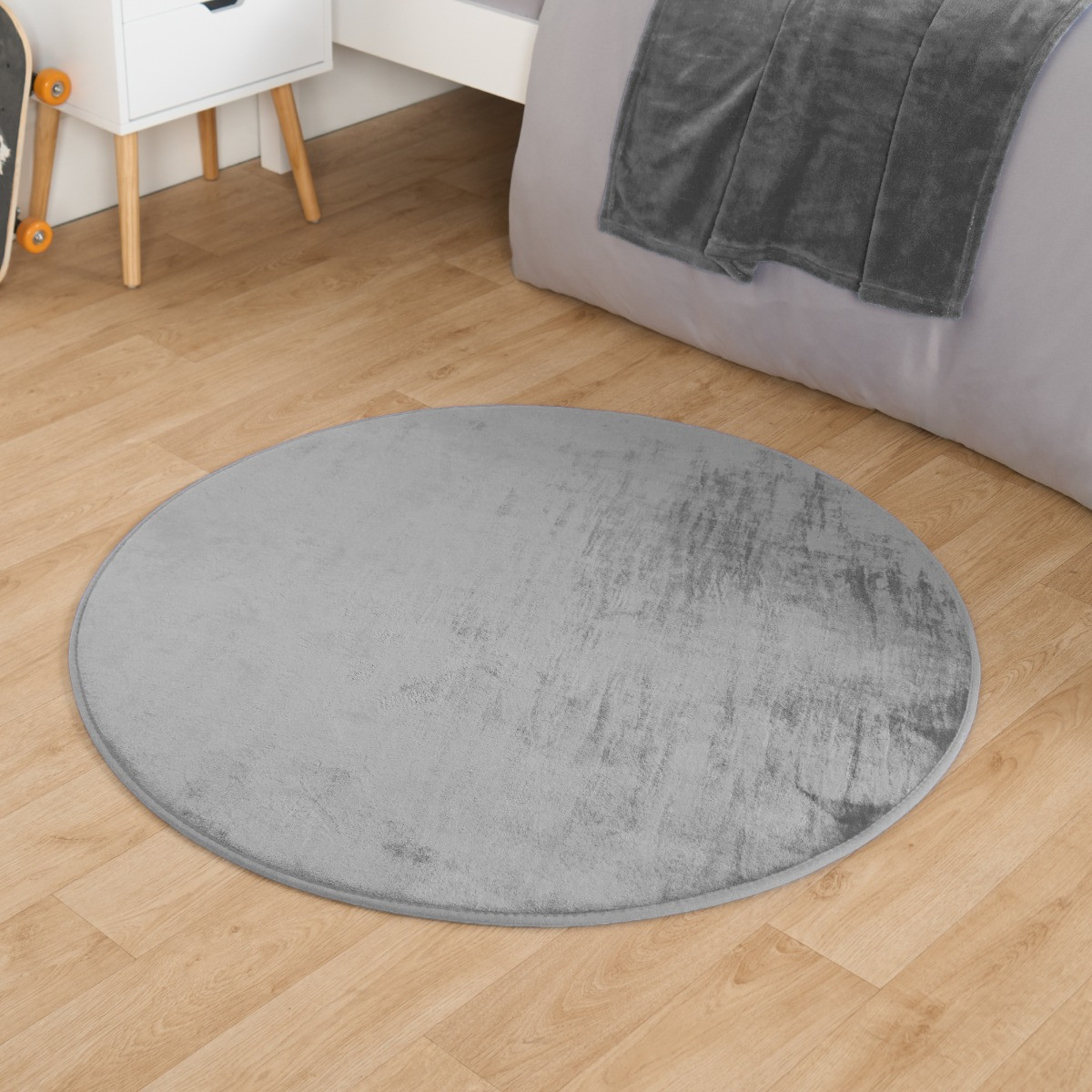 OHS Supersoft Round Rug - Grey>