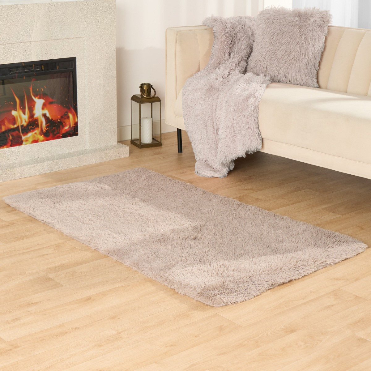 Sienna Fluffy Rug - Natural>