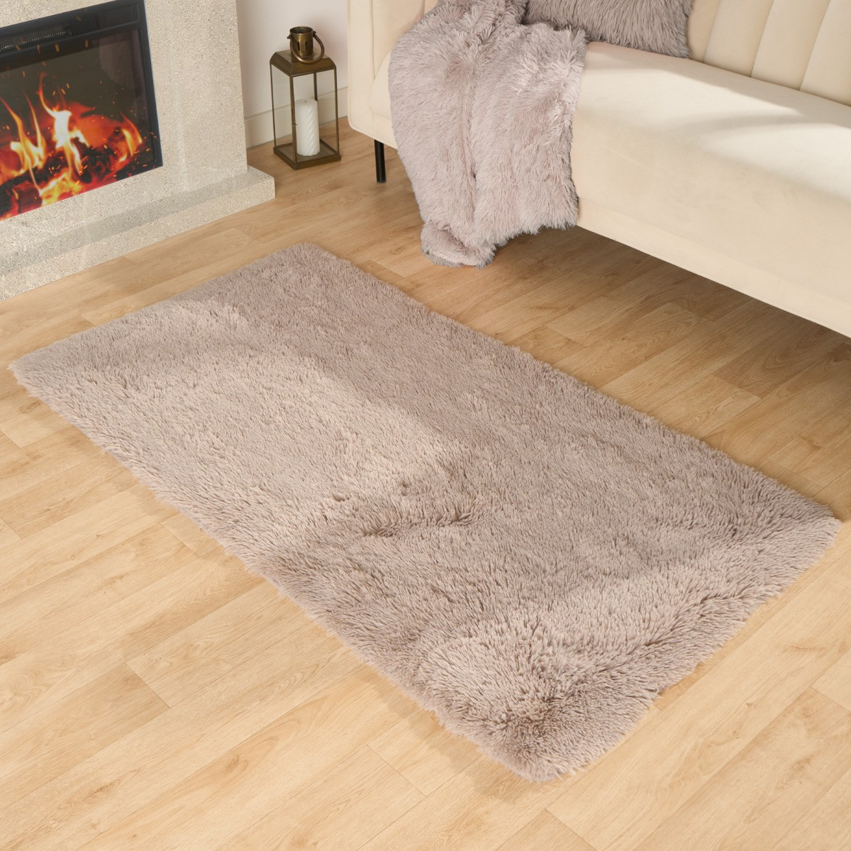 Sienna Soft Fluffy Floor Rug - Natural>