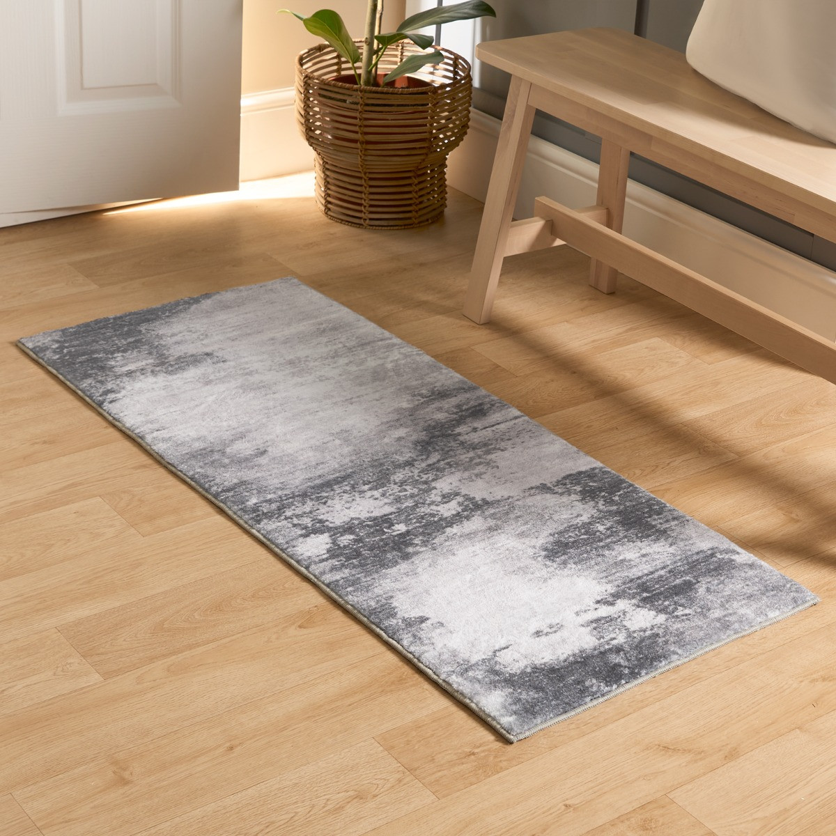 OHS Abstract Flat Rug Runner - Grey>