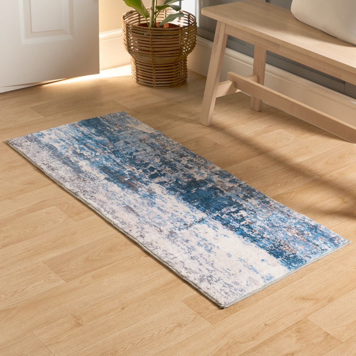 OHS Abstract Flat Rug Runner - Blue>