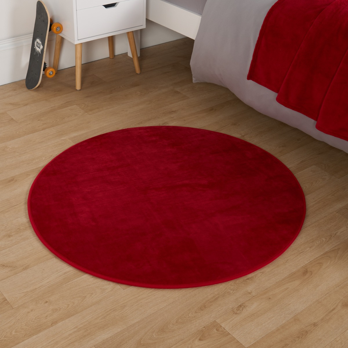 OHS Supersoft Round Rug - Red>