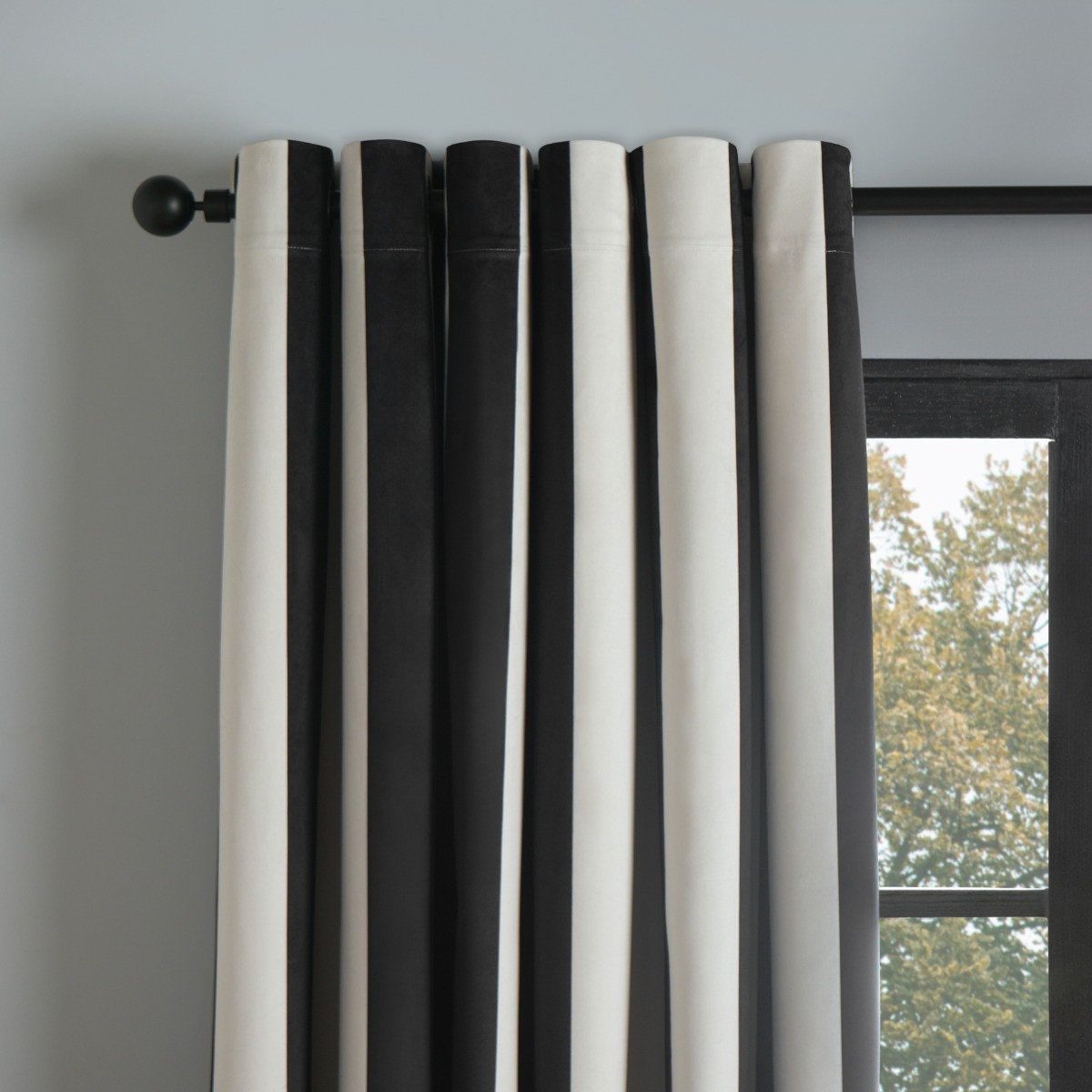 OHS Stripe Print Blackout Curtain, Mono - 46 x 54">