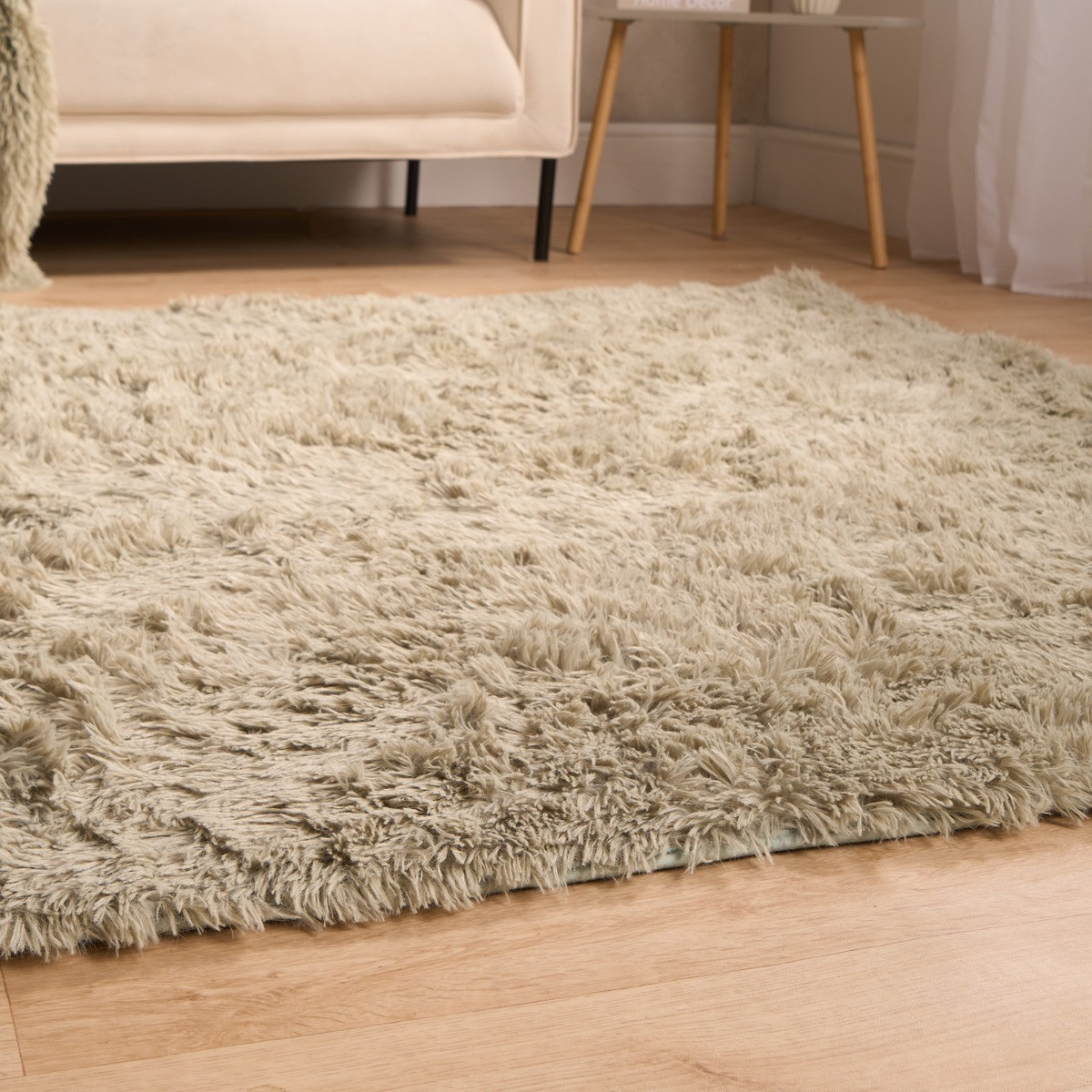 Sienna Soft Fluffy Floor Rug - Sage>