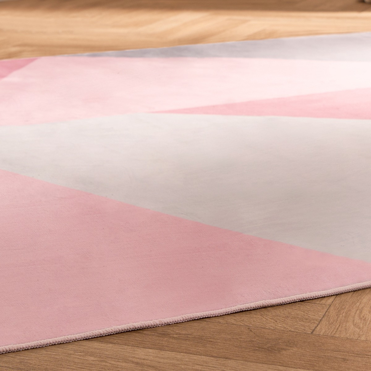 OHS Washable Geometric Printed Rug - Blush>