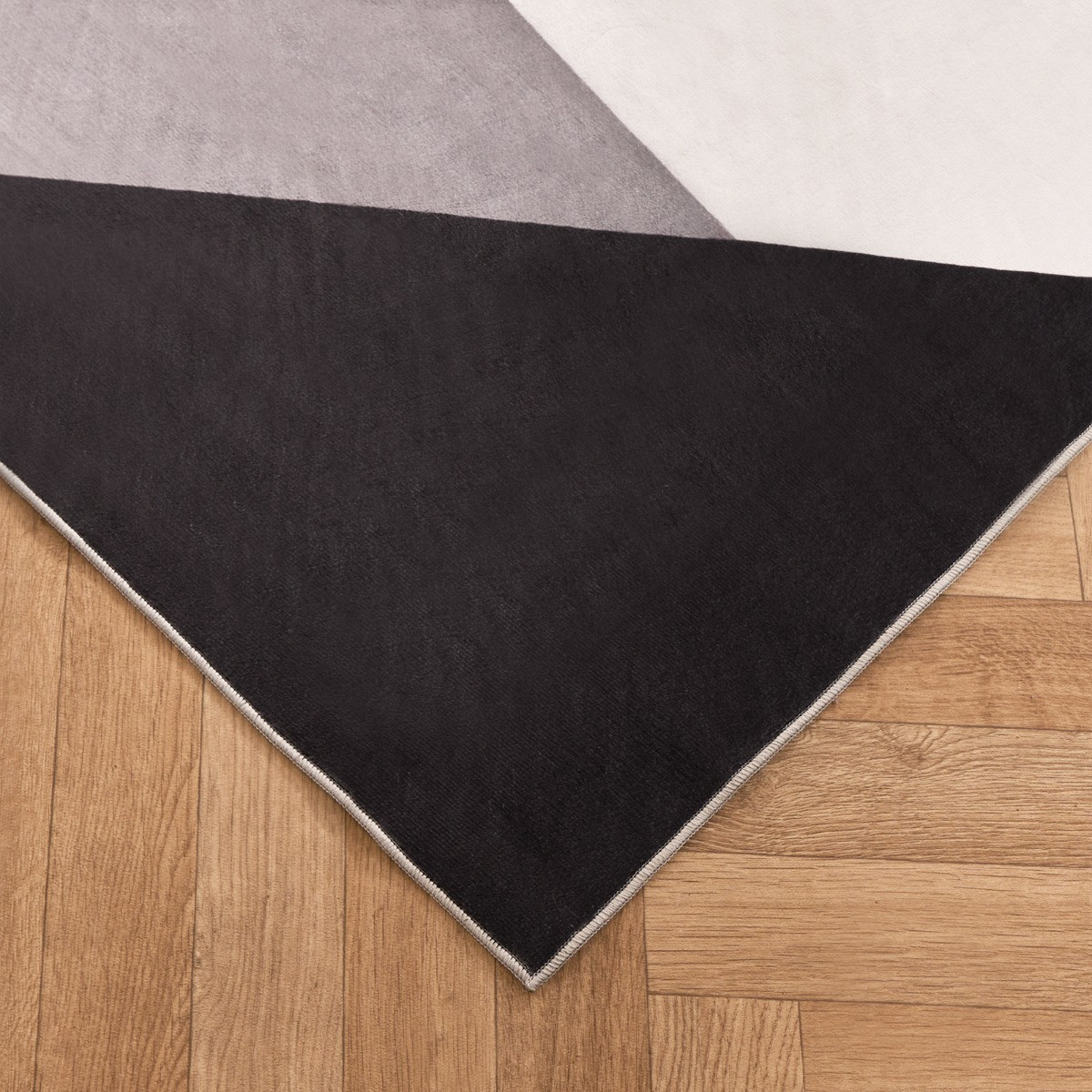 OHS Washable Geometric Printed Rug - Grey>