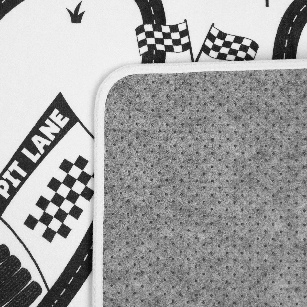 OHS Kids Supersoft Racing Track Printed Rug - Monochrome>