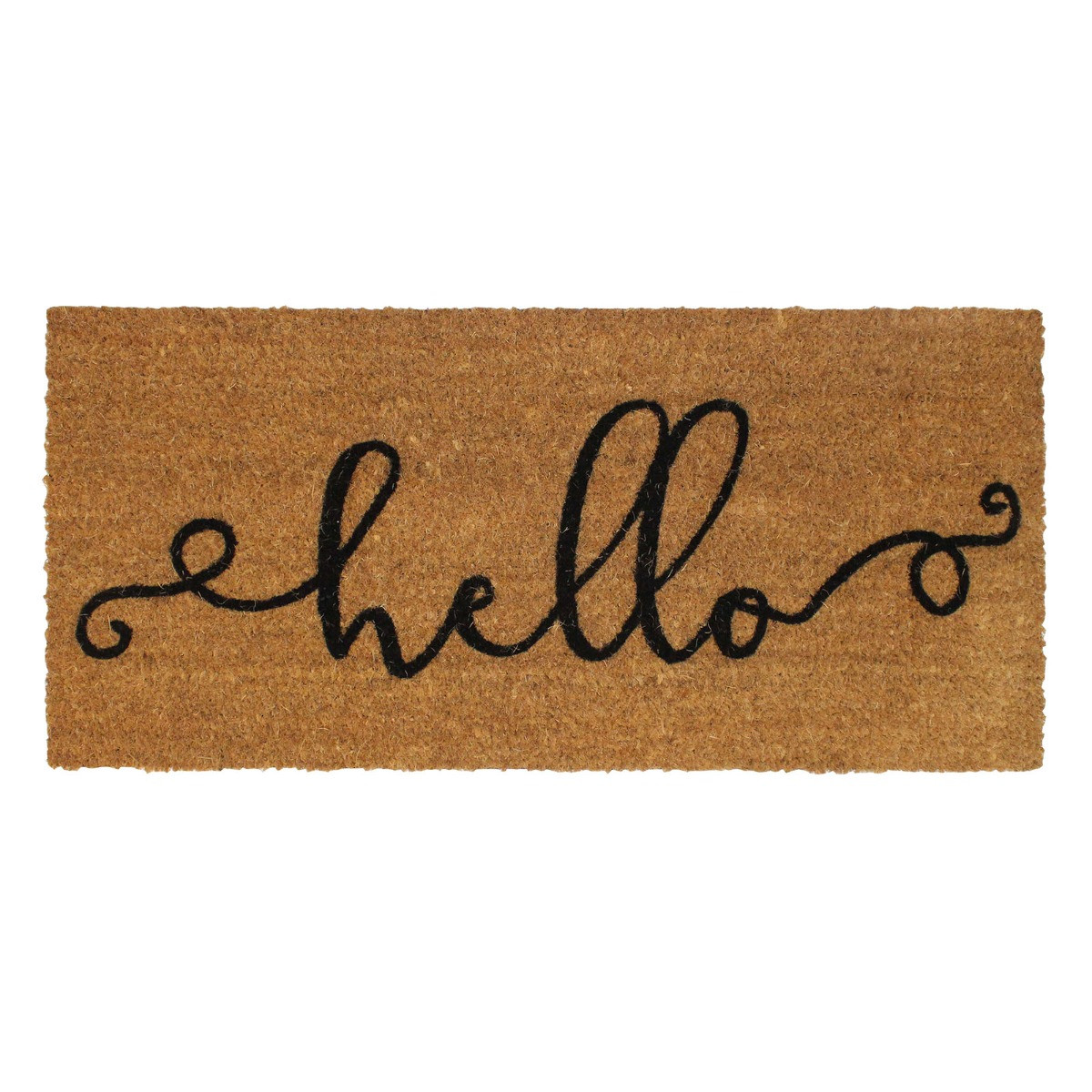 Mighty Mat Hello Stencilled Coir Door Mat, Black - 40 x 70cm