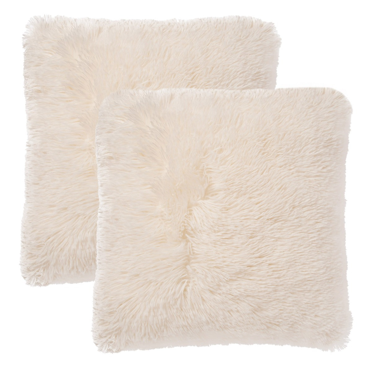 Sienna 2 Pack Fluffy Cushion Covers, Cream - 45 x 45cm>