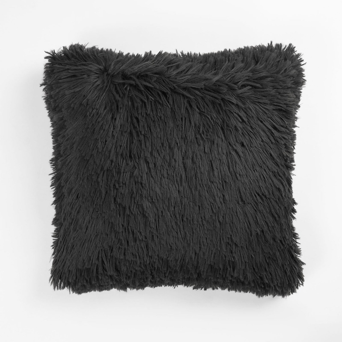 Sienna 2 Pack Faux Mongolian Fur Cushion Covers, Charcoal - 55 x 55 cm>