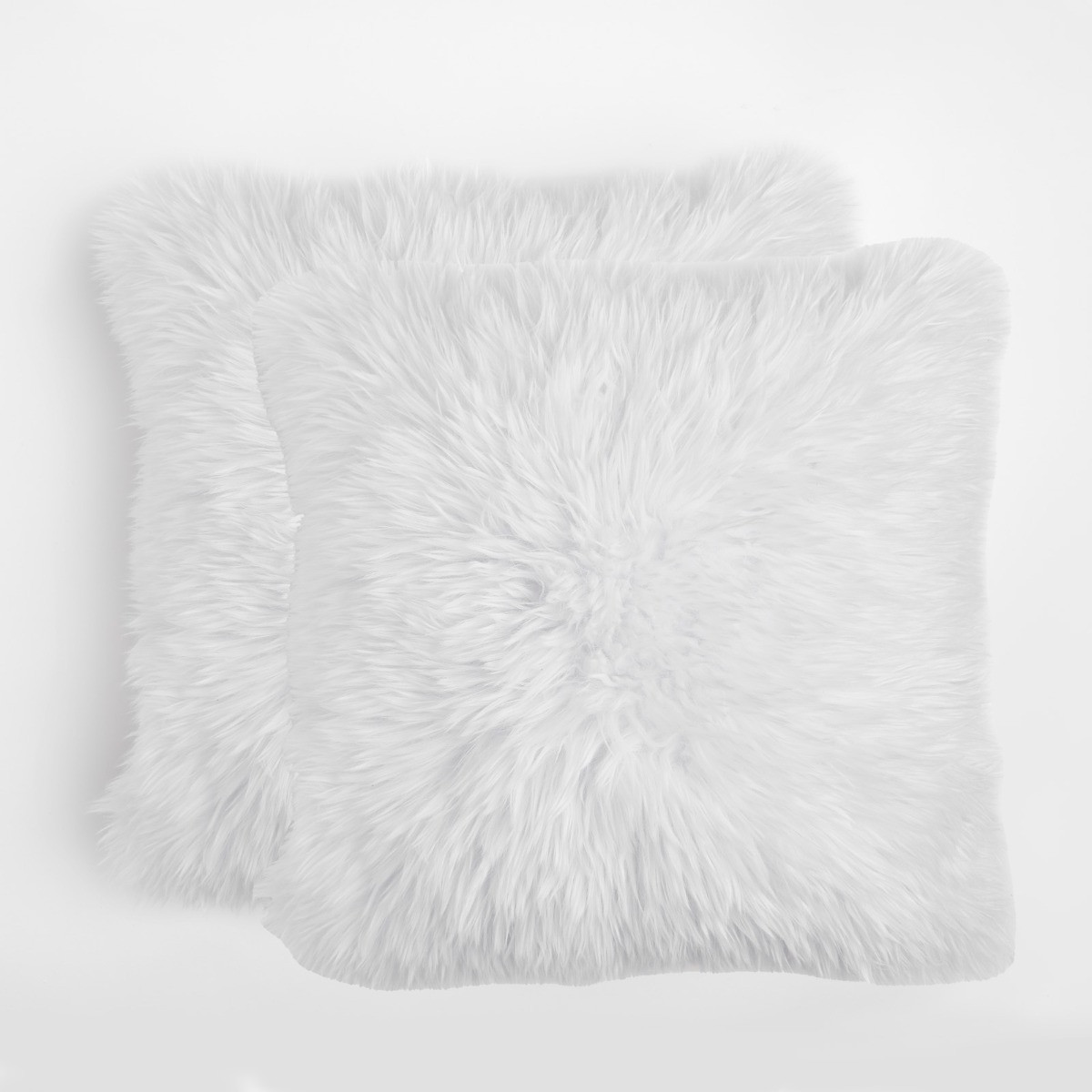 Sienna by OHS Mongolian Faux Fur Cushion Covers Set of 4, White - 18 x 18 inches>