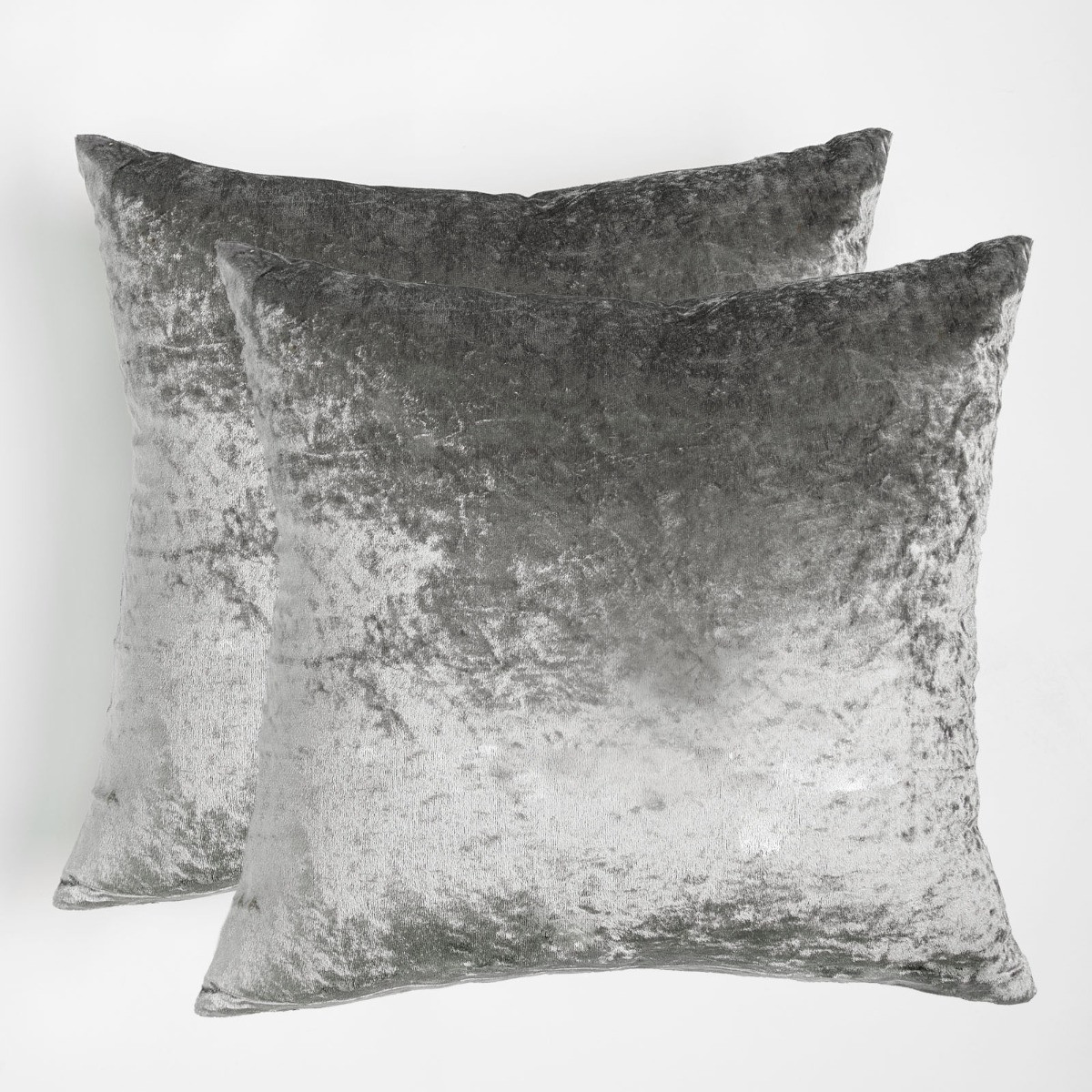 Sienna Crushed Velvet Set of 4 Cushion Covers - Silver>