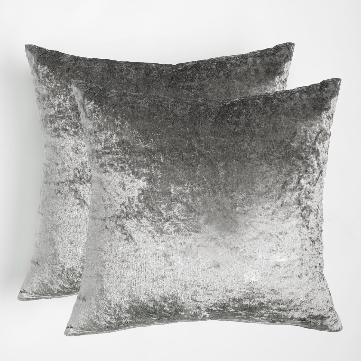 Sienna Crushed Velvet Cushion Covers - Silver>