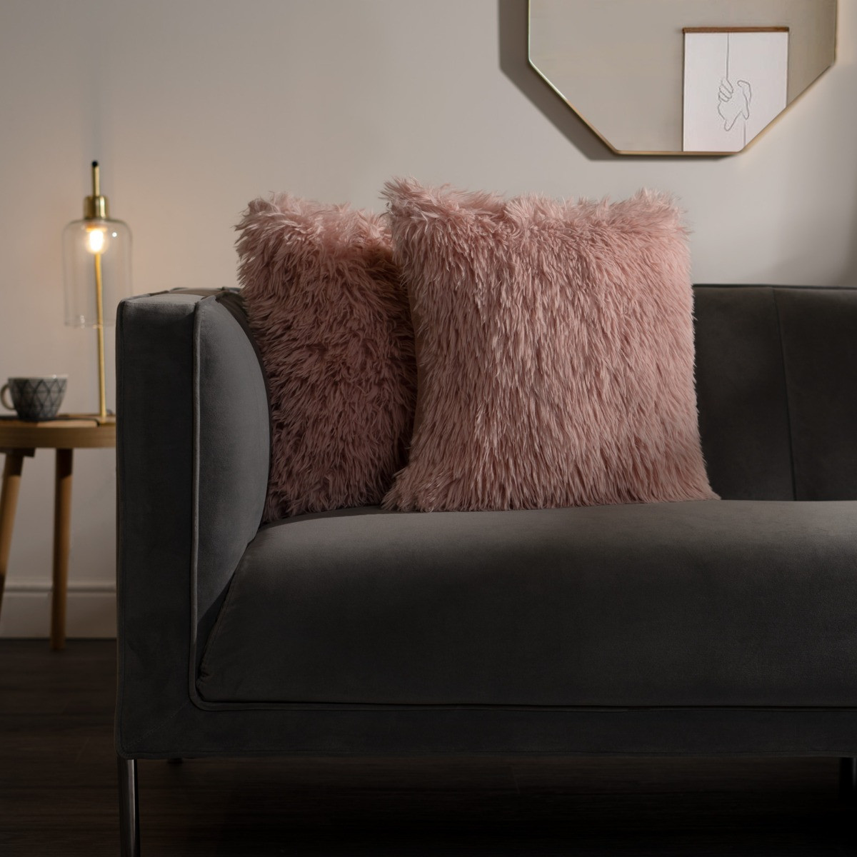 Sienna Fluffy Cushion Covers - Blush>