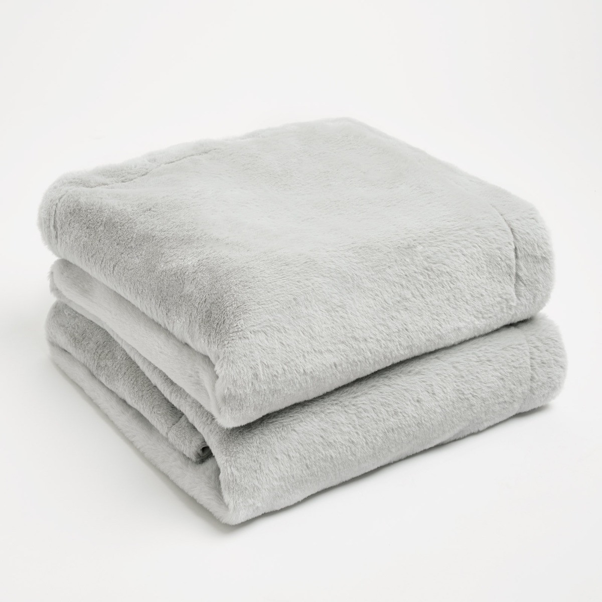 Sienna Faux Fur Fleece Throw, Silver - 125 x 150cm>