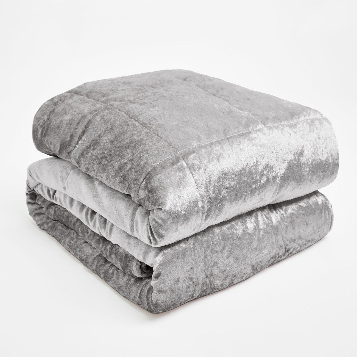 Sienna Crushed Velvet Weighted Blanket, Silver Grey - 8kg>