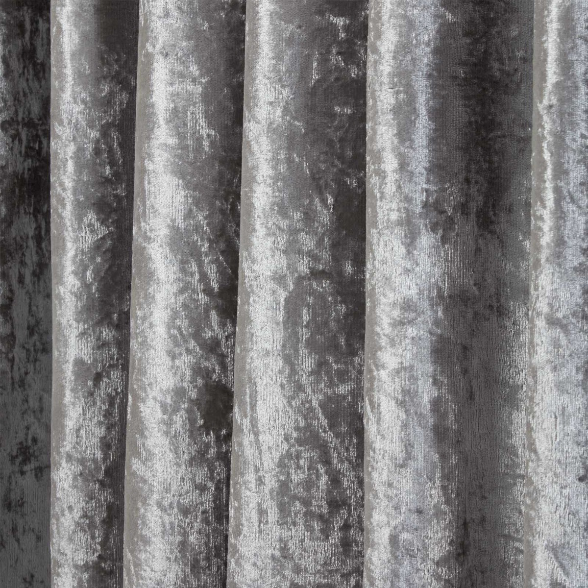 Sienna Crushed Velvet Pencil Pleat Curtains, Silver - 90 x 90>