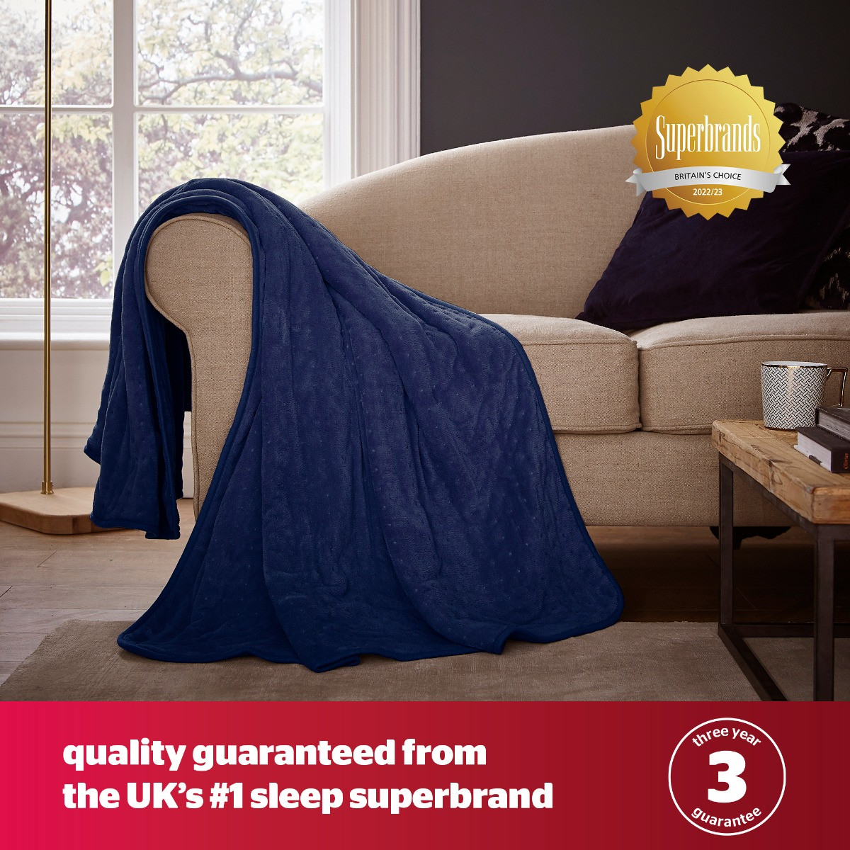 Silentnight Heated Throw - Navy>