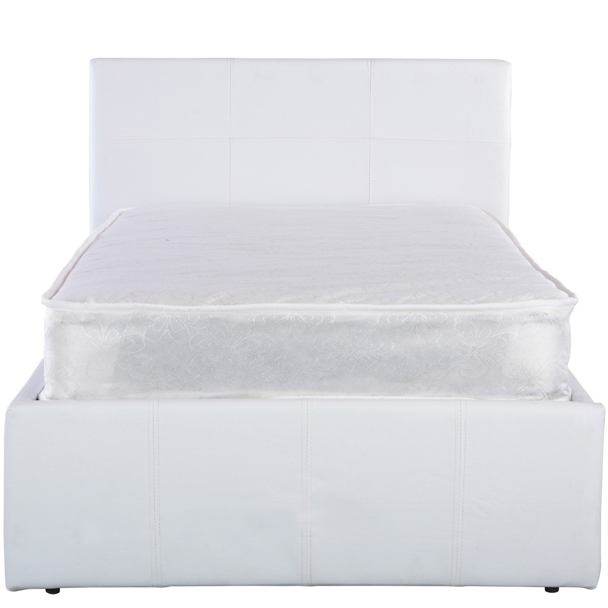 Side Lift Ottoman Storage Bed, 3ft Single - White>