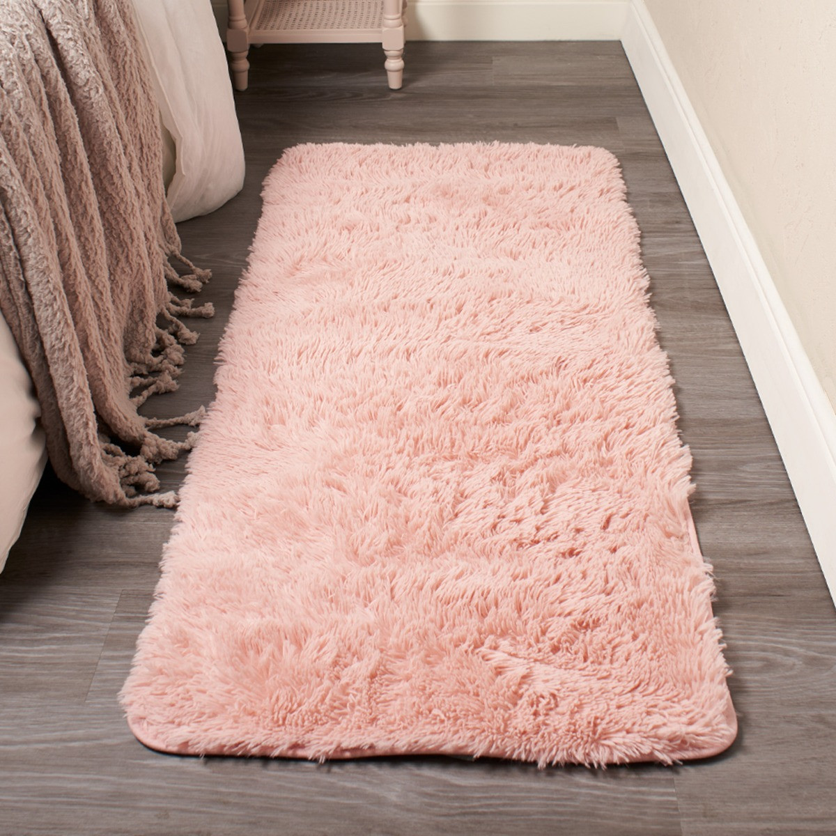 Sienna Soft Fluffy Rug Runner, Blush - 60 x 150cm>