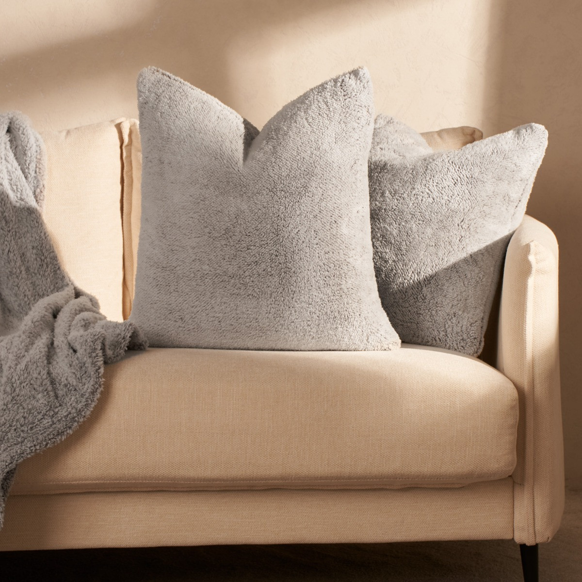 OHS Teddy Marl Cushion Covers - Charcoal>