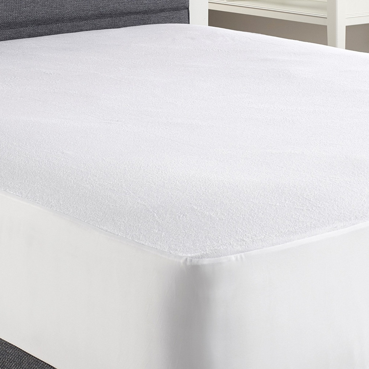 Terry Waterproof Mattress Protector - White>