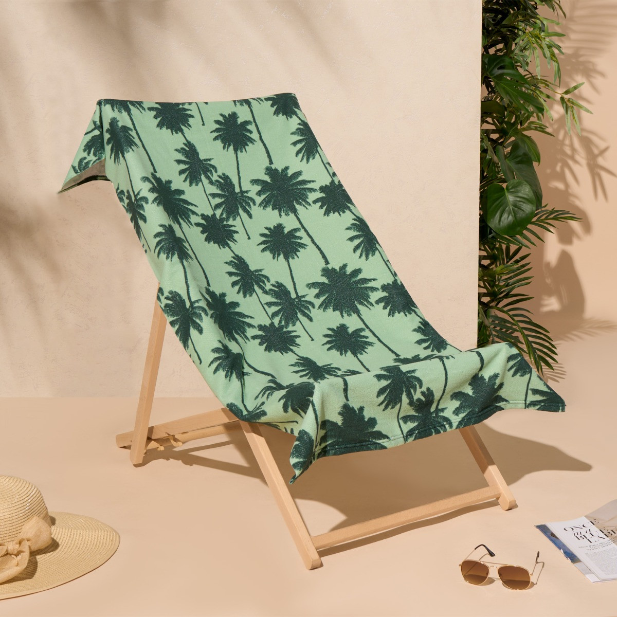 OHS Palm Print Beach Towel - Green>