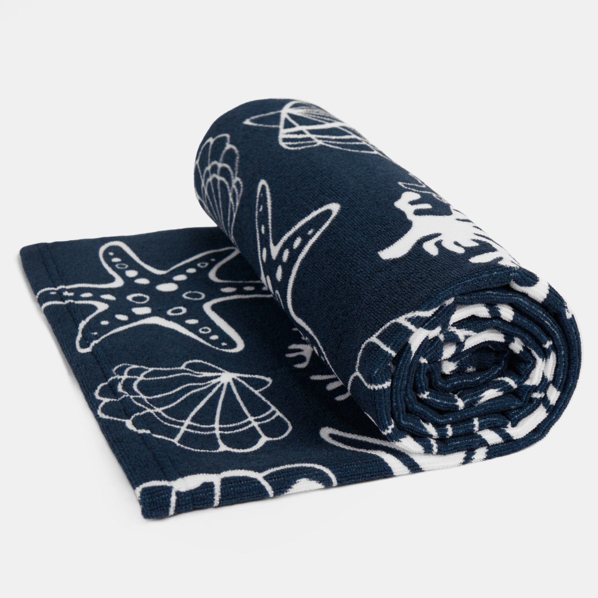 OHS Sea Print Beach Towel - Navy Blue>