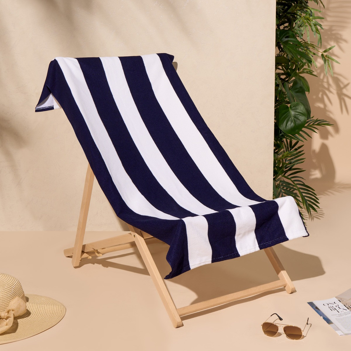 OHS Vertical Stripe Beach Towel - Navy>