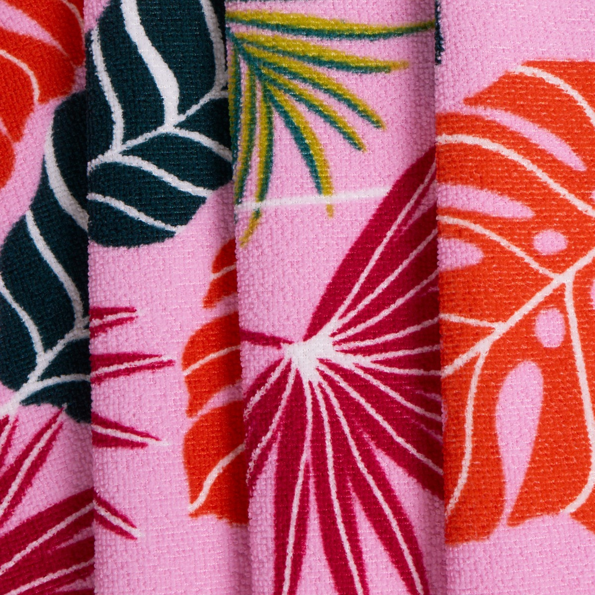 OHS Tropical Leaf Print Beach Towel - Pink>