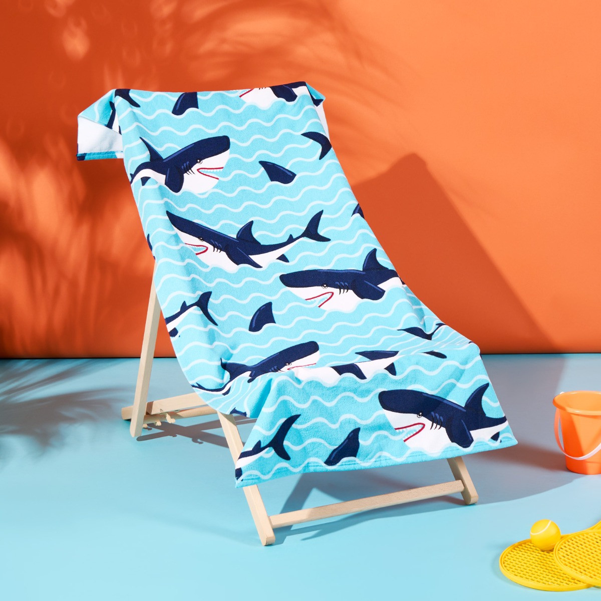 OHS Shark Print Beach Towel - Blue