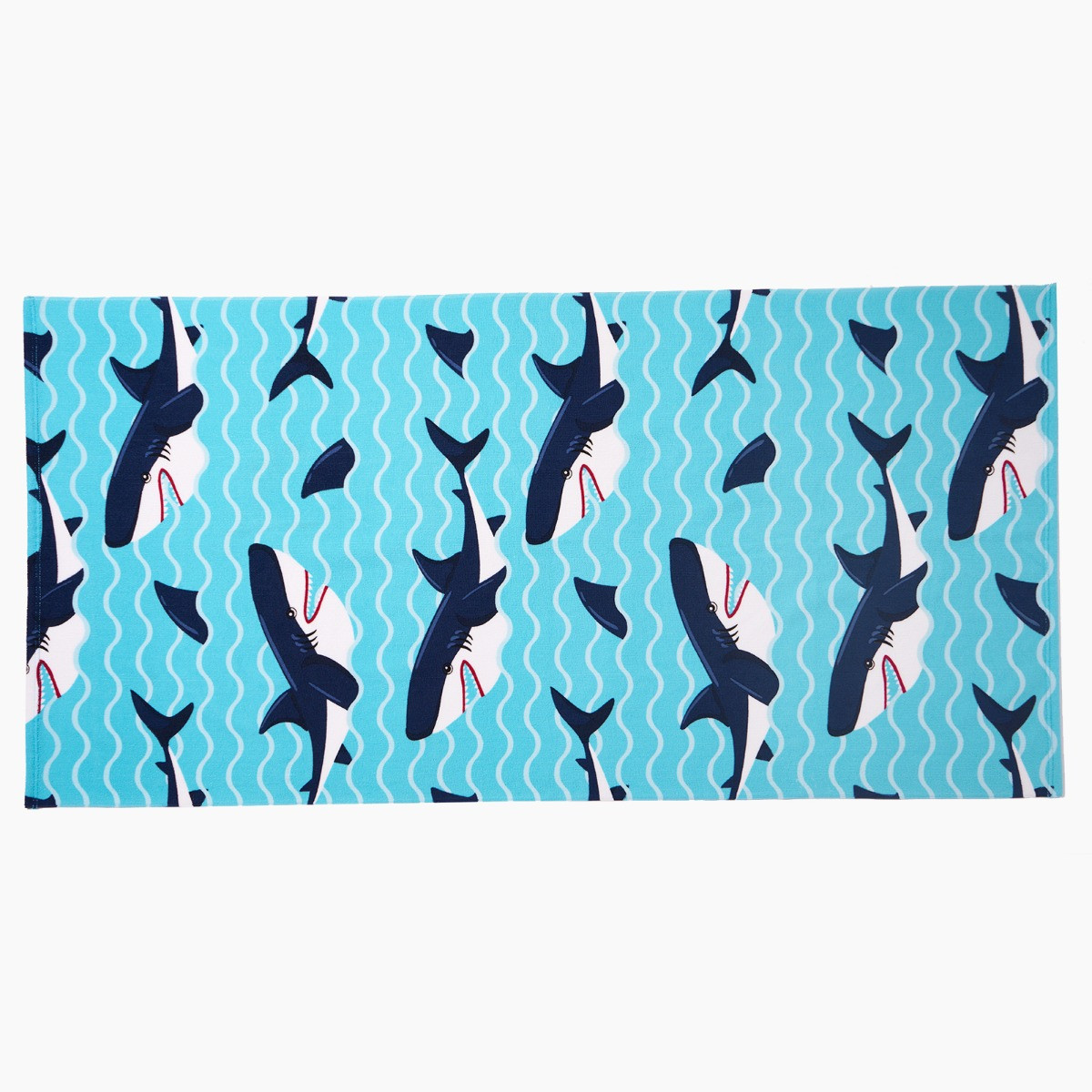 OHS Shark Print Beach Towel - Blue>