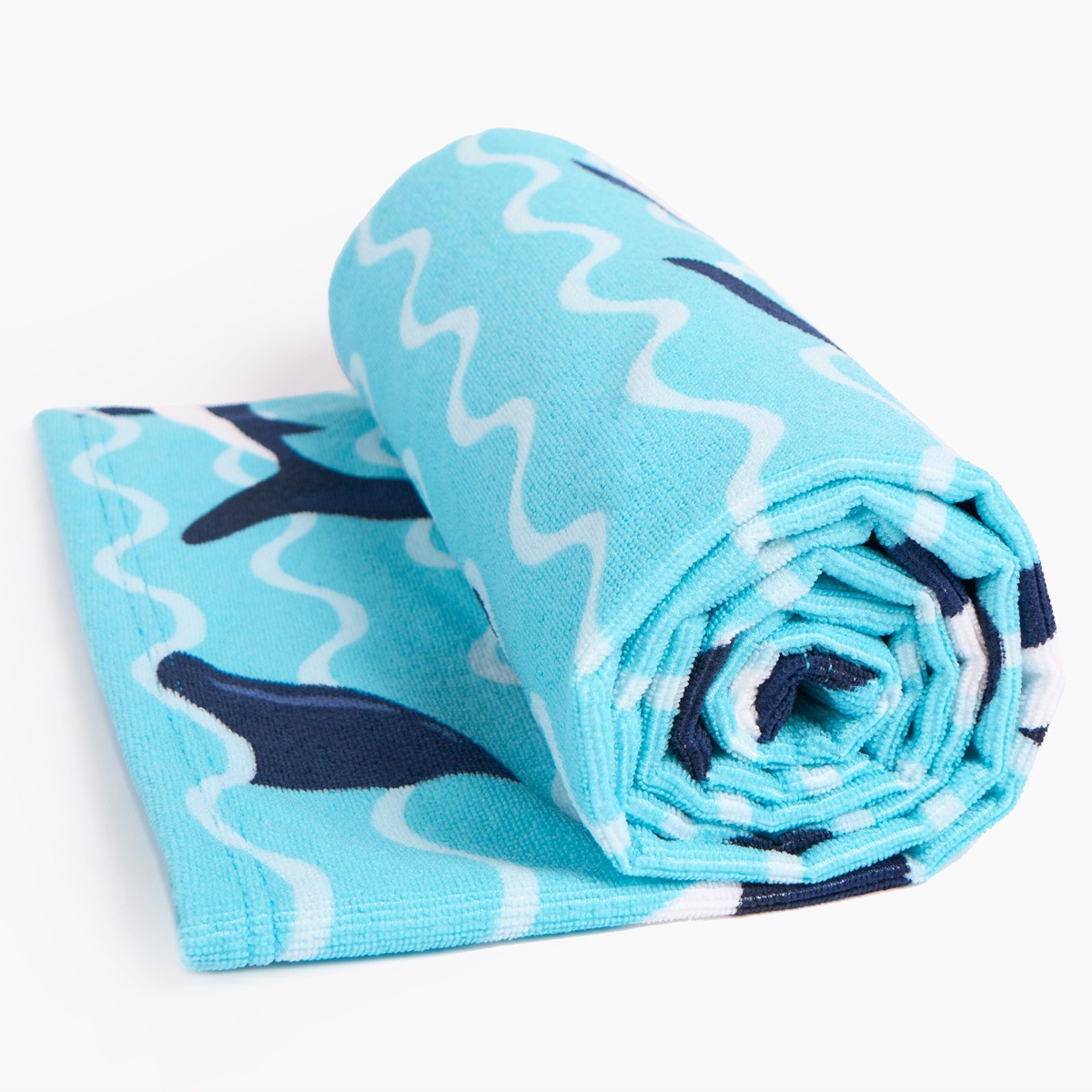 OHS Shark Print Beach Towel - Blue>