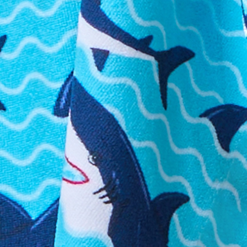 Dreamscene Kids Shark Print Beach Poncho Towel - Blue>