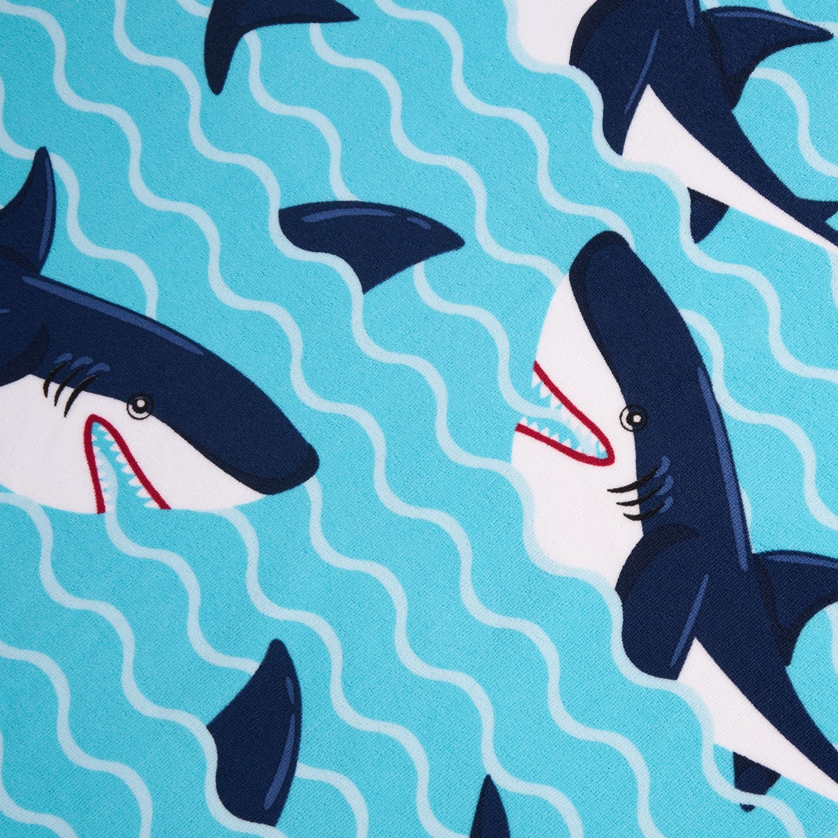 OHS Shark Print Beach Towel - Blue>