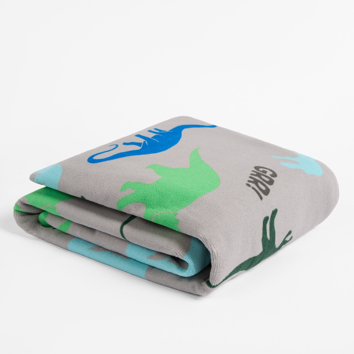 OHS Dino Print Beach Towel - Grey>