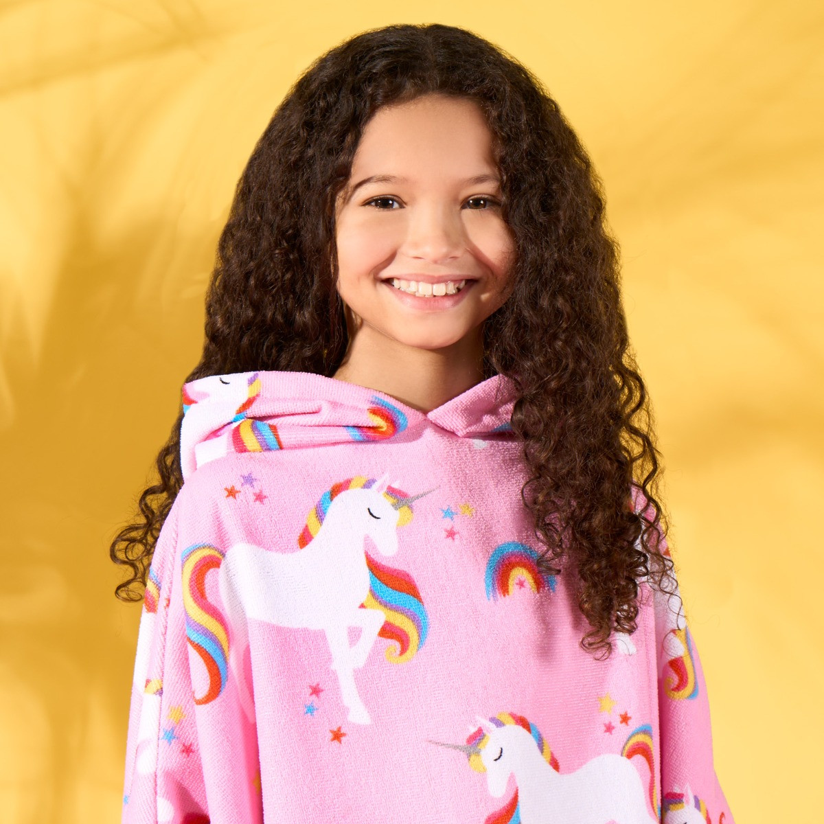 Dreamscene Unicorn Print Beach Poncho Towel, Kids - Pink>