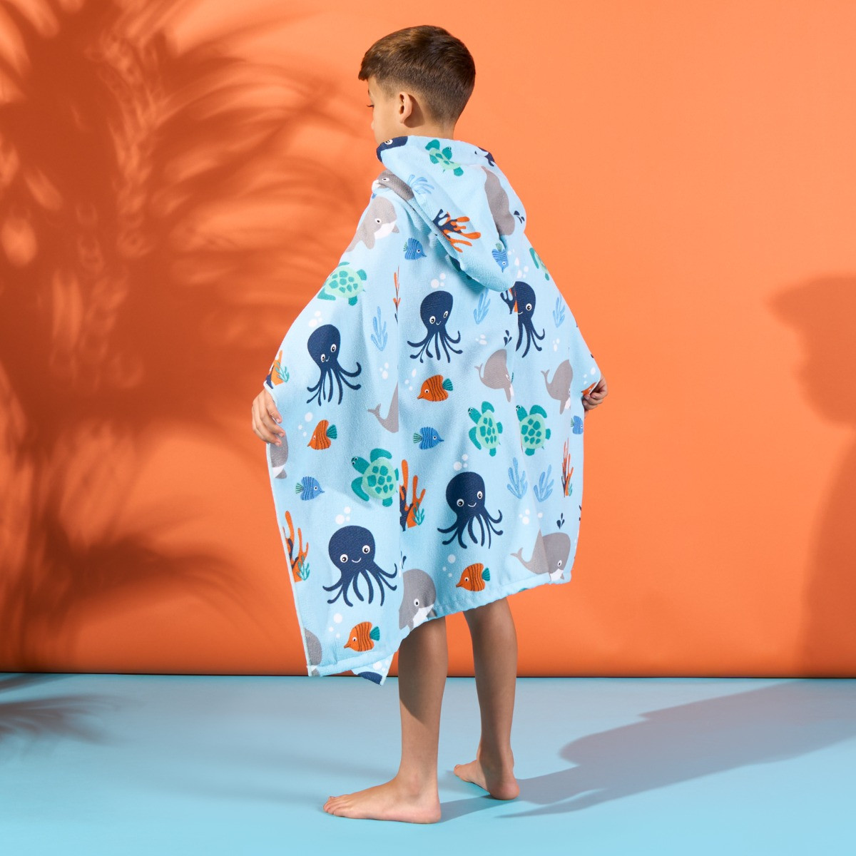 Dreamscene Kids Under the Sea Print Poncho Towel - Blue>