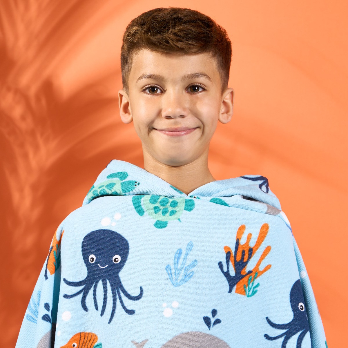 Dreamscene Kids Under the Sea Print Poncho Towel - Blue>