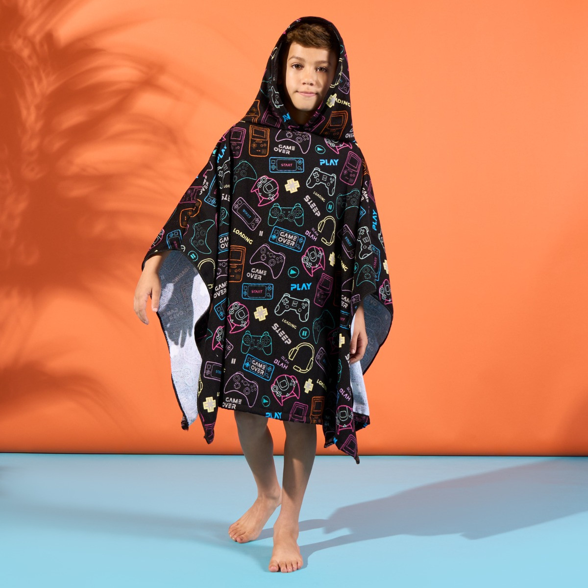 Dreamscene Gaming Print Beach Poncho Towel - Black>